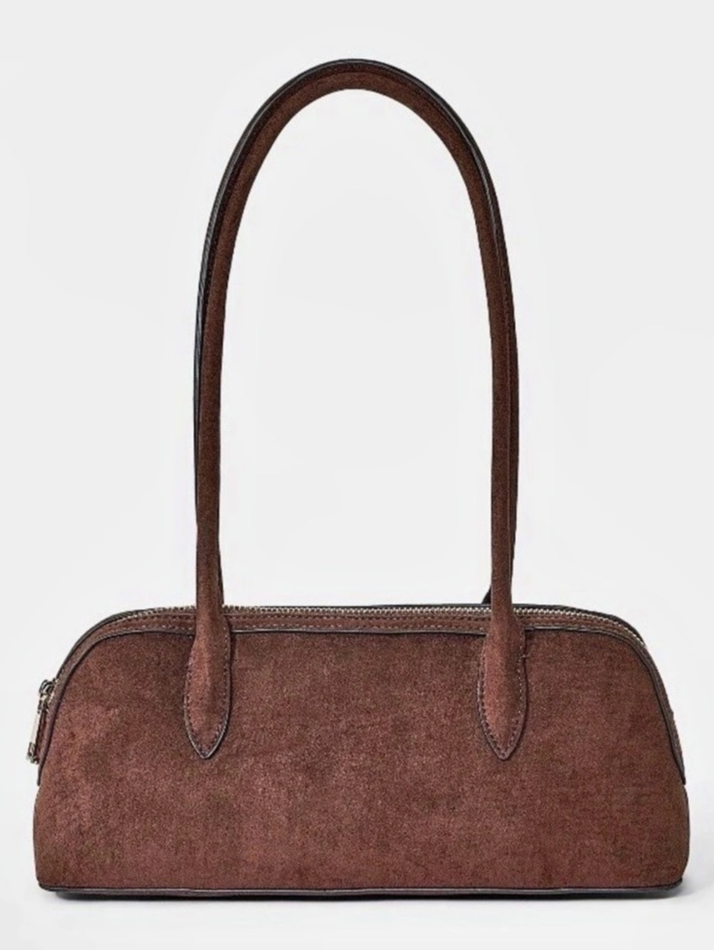 Suede Feel Long Strap Shoulder Bag Brown NWT